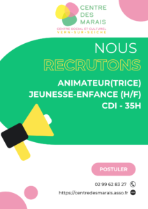 offre d'emploi centre social des marais